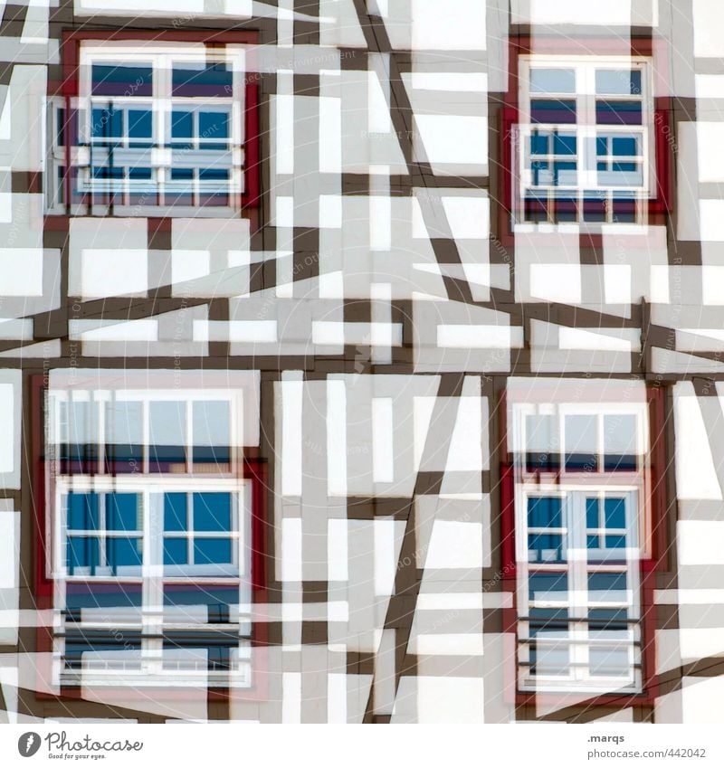 half-timbered Style Design Tourism Living or residing House (Residential Structure) Manmade structures Building Half-timbered facade Facade Window Line Old