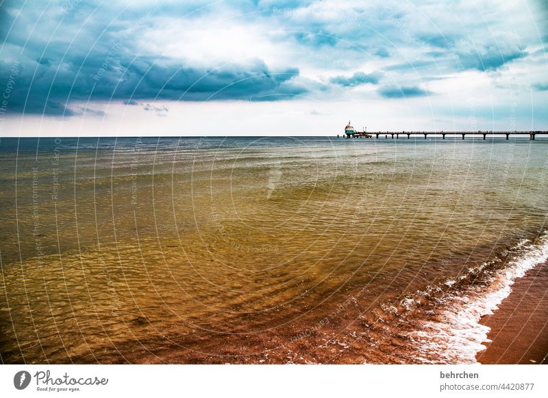 quiet and loud Gale Storm Rain Dramatic Usedom wide Wanderlust Sky Clouds Nature Waves Water Idyll Longing Baltic Sea Ocean Beach Landscape coast Exterior shot