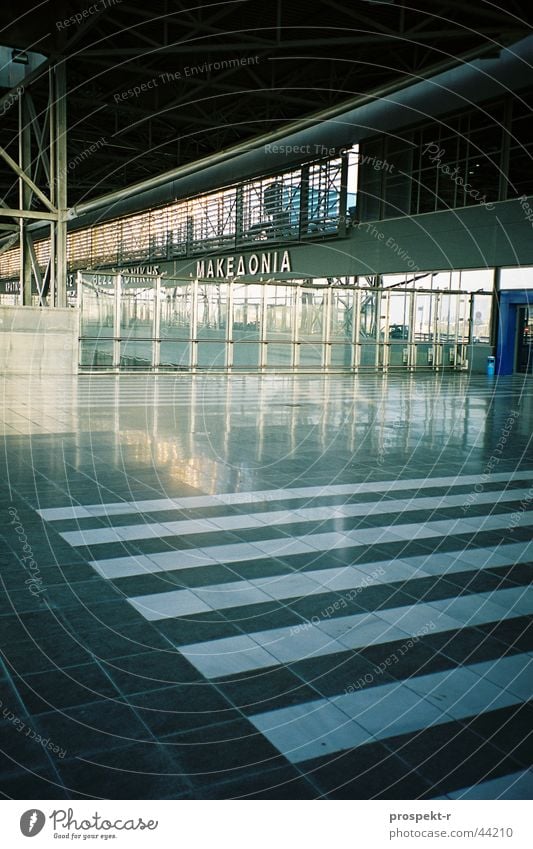 MAKEDONIA airport Greece Thessaloniki Macedonia Light Mirror Concrete Gray Black White Grating Architecture Airport Glass Marble linkage Paving stone