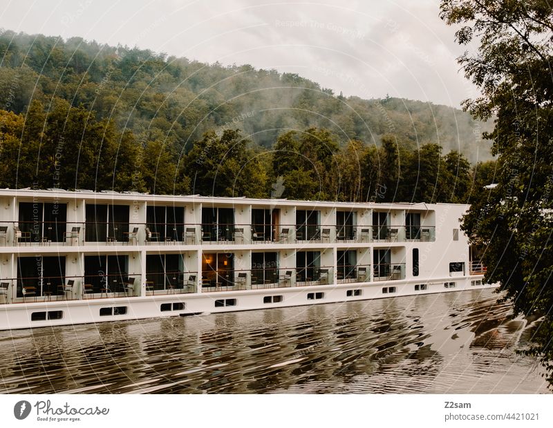 Hotel boat on the Altmühl Altmühl Valley Camping voyage hotelboat shipping cloudy vacation Vacation & Travel Exterior shot Colour photo Relaxation Bavaria River