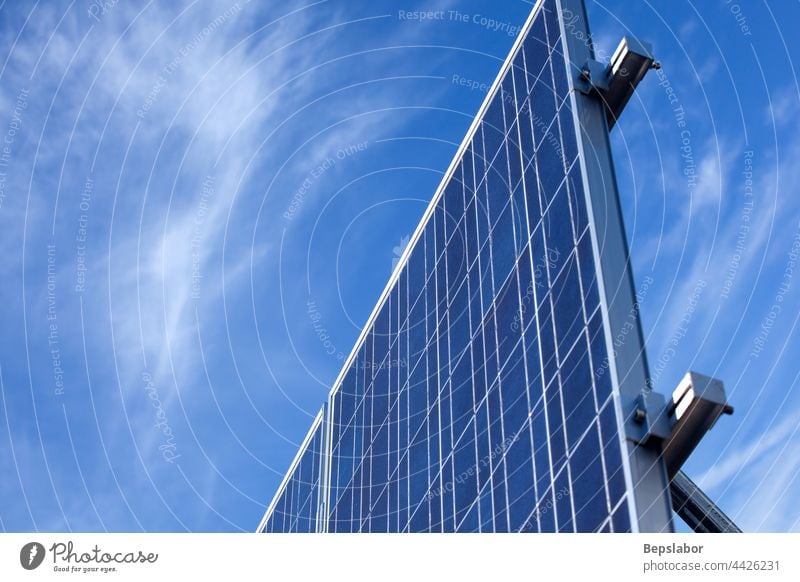 Photo of the Photovoltaic panels on blue sky alternative cells component consumption eco ecological ecology electric electricity energy environment future gas