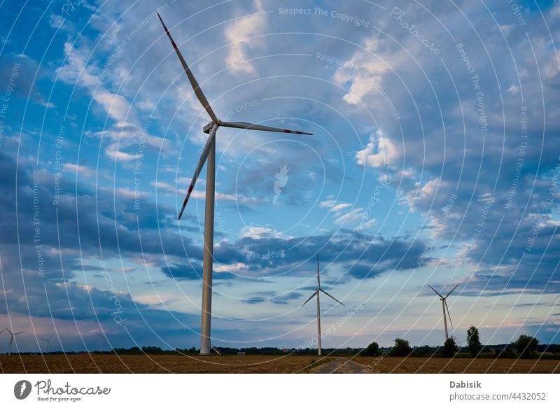 Wind turbine in the field energy wind generator windmill technology propeller sustainable landscape eco electric concept industry blade power tower aerial