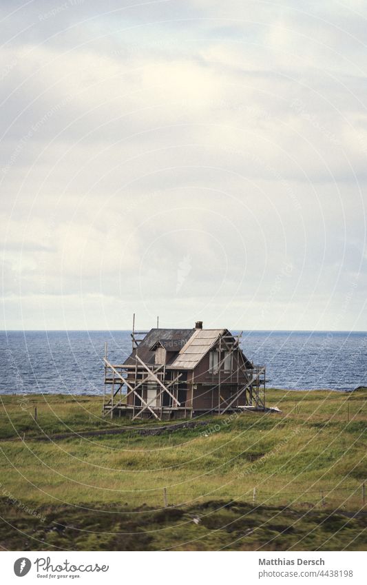 Dream house in Iceland House (Residential Structure) House building Scaffolding Roof Nature Landscape dwell living in the green Living by the water