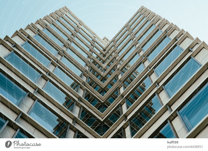reflecting high-rise facade in rectangular angle Modern architecture Architecture architectural photography Abstract shape Formation minimalism urban Symmetry