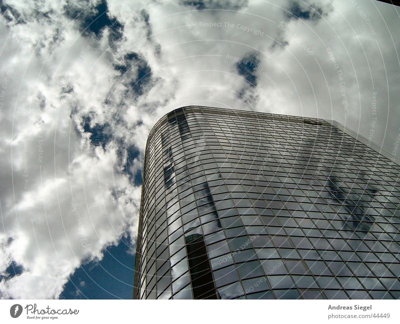 skywards Frankfurt High-rise Clouds Modern mainhattan Sky Banking district Blue