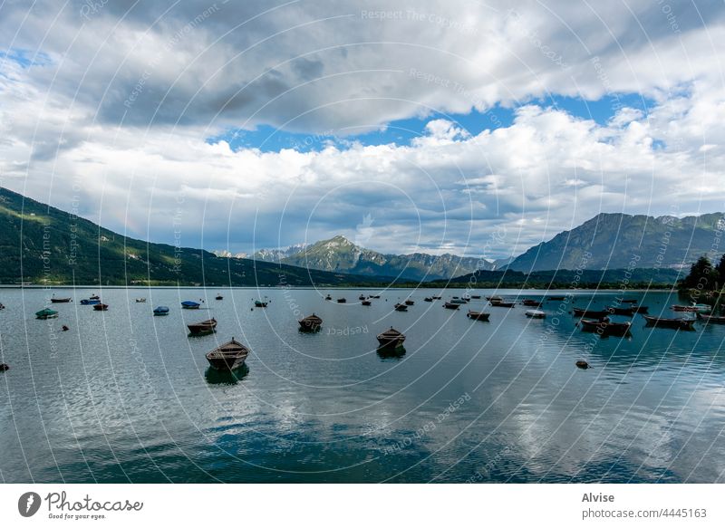 2021 07 18 Lago Di Santa Croce boats at the lake 6 nature dolomites outdoor landscape water italy tourism europe alpine alps wooden autumn mountains ship