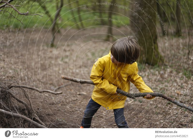 Child playing in the forest Boy (child) Infancy Environment Forest Tree Wood Nature Playing Curiosity Brown naturally Small Free Authentic Movement