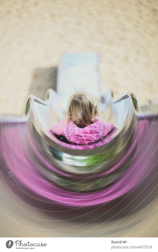 Girl slides down the slide Slide fun Joy Playground Skid Child Infancy Joie de vivre (Vitality)