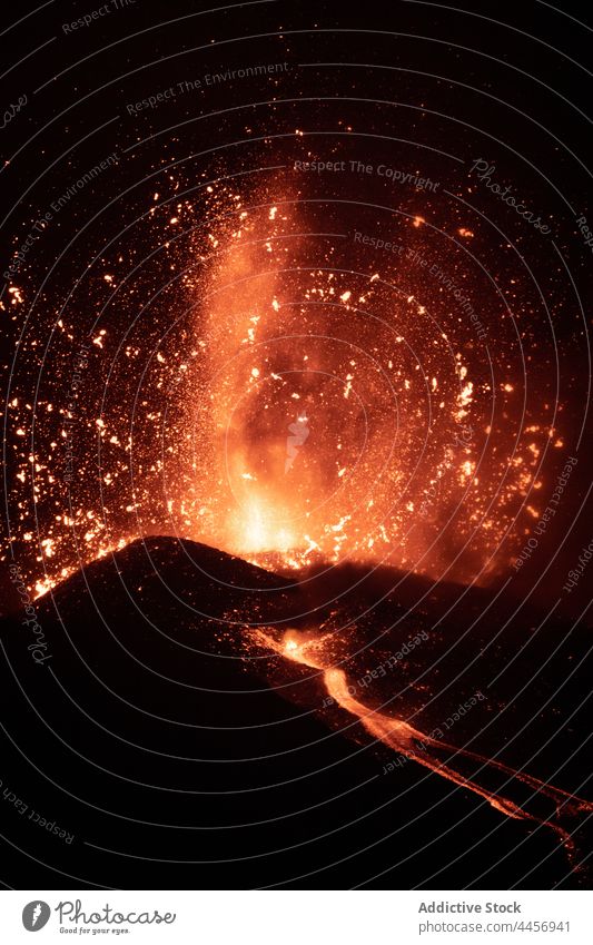 Cumbre Vieja volcanic eruption in La Palma Canary Islands 2021 volcano lava nature dangerous explosion fire smoke magma crater molten environment earth flame