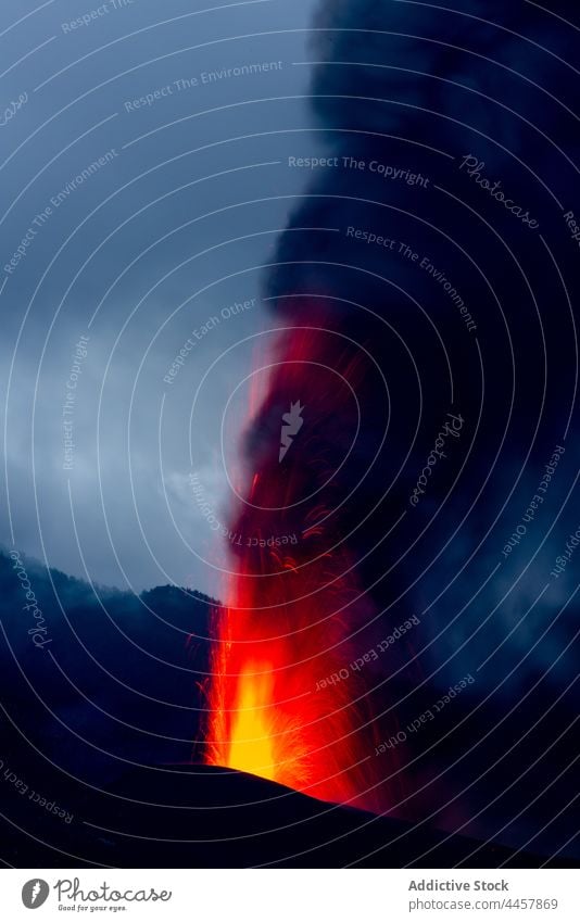 Cumbre Vieja volcanic eruption in La Palma Canary Islands 2021 volcano lava nature dangerous explosion fire smoke magma crater molten environment earth flame