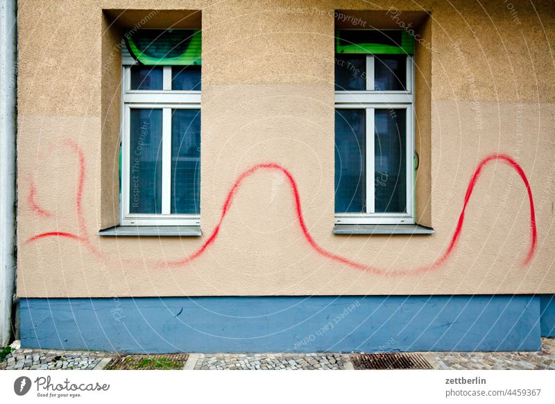 Facade with red line Architecture Berlin Office city Germany Capital city House (Residential Structure) downtown Middle Administration cloud Old building