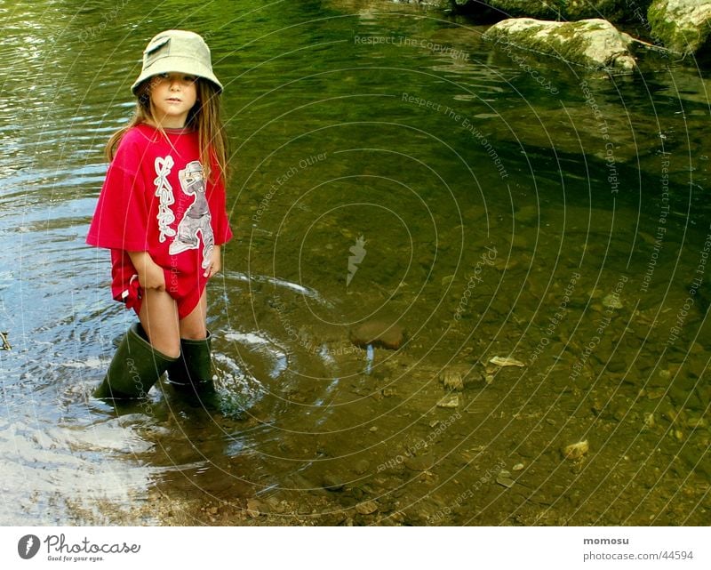 adventure nature Brook Child Girl Rubber boots Adventure Vacation & Travel Summer Playing Water Nature Joy