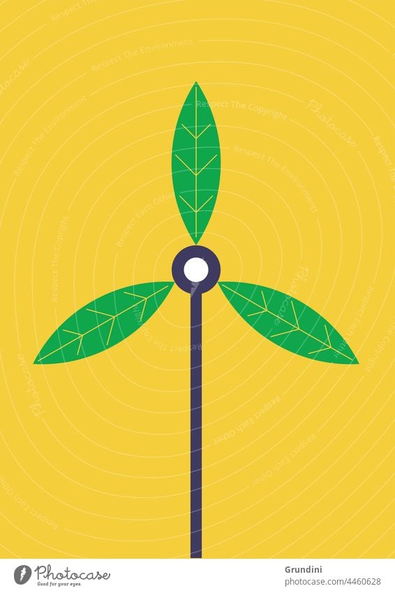 Eco Wind Ecology Illustration Graphic Simple Ecological Windturbine Leafs Climatechange Renewableenergy Renewables