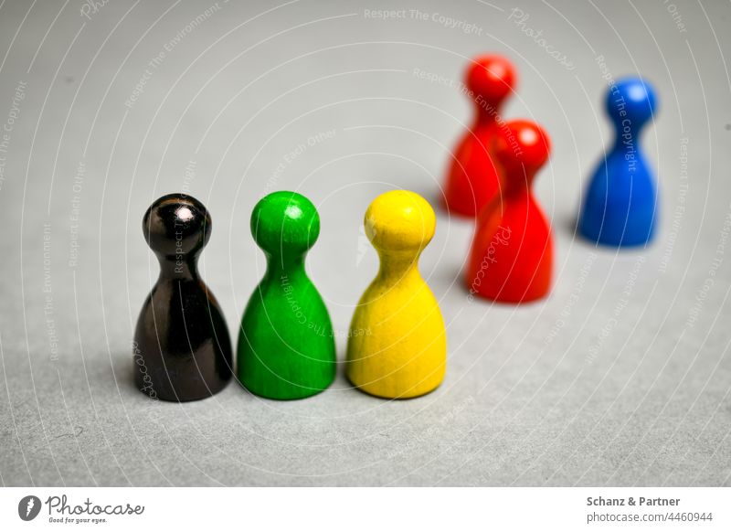 Game pieces in different colors SPD Free Democratic Party Jamaica Christian Democratic Union Board game Coalition Red Green Yellow Traffic light coalition