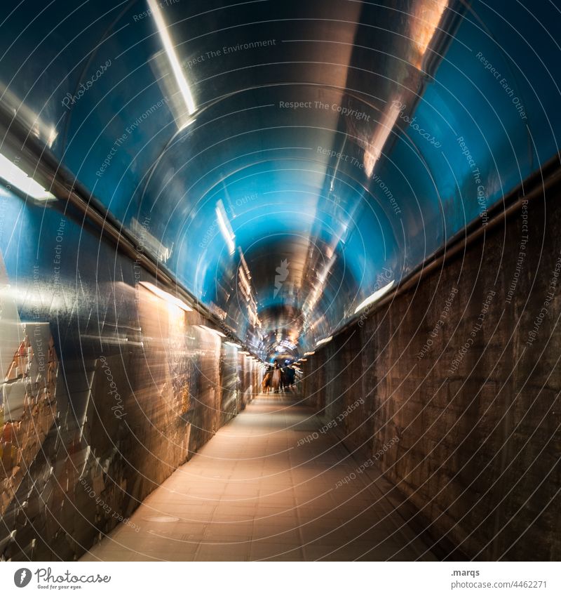 passage Corridor Underpass Tunnel Lanes & trails Passage Pedestrian Tunnel vision Symmetry Architecture Manmade structures differently Movement Artificial light