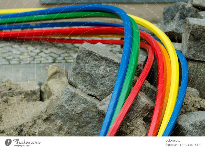 constructive | new colourful cables the country needs Infrastructure Cable Technology Construction site Cobblestones construction works Transmission lines