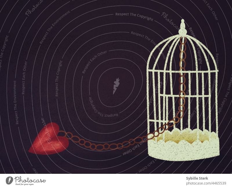 bird cage with chained heart caged heart romance love bad love possessive love abuse relationship bad relationship