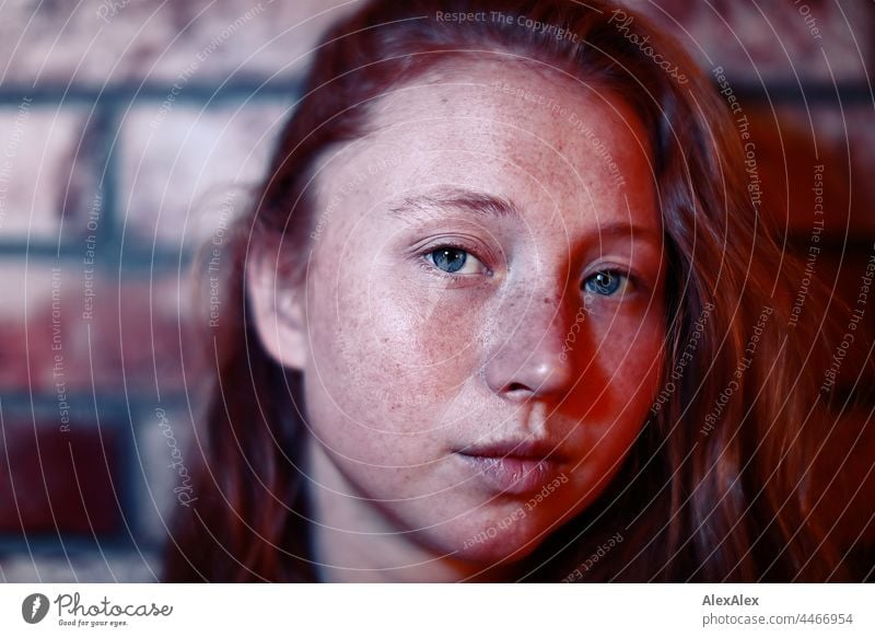 Close portrait of young woman with freckles and red hair young maiden Near proximity Emanation Beauty & Beauty tranquillity vigorous pretty Youth (Young adults)