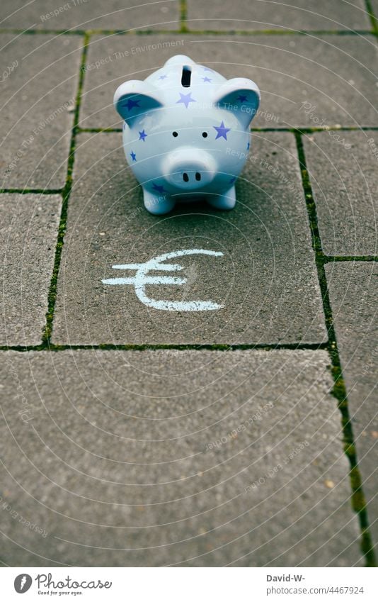 Piggy bank and euro sign - € Save piggy bank Money box Poverty reserves Future concept finance Thrifty Chalk Euro Euro symbol