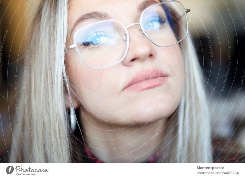 blonde woman with glasses Blonde Eyeglasses Woman portrait Face Looking eager for knowledge Student University & College student intelligent Smart study Study