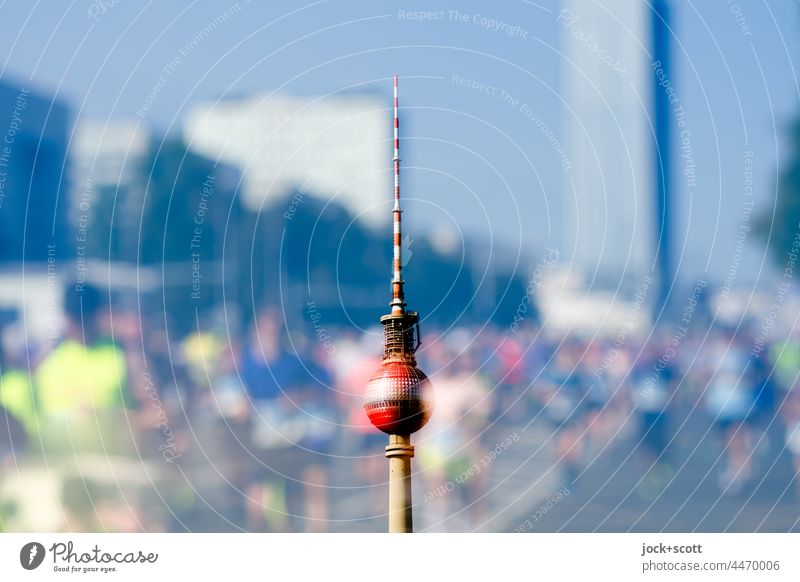 3333 runners of the marathon and the television tower in Berlin Marathon Runner Walking Athletic Sporting event competition Running sports Fitness Main run
