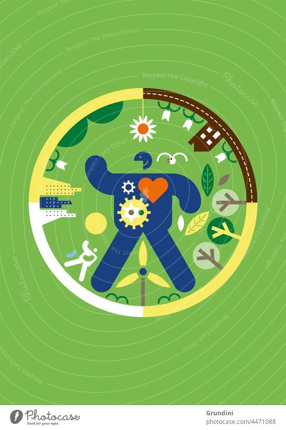 Eco cycle Ecology Illustration Graphic Simple Ecological Windturbine Leafs Climatechange Renewableenergy Renewables Man