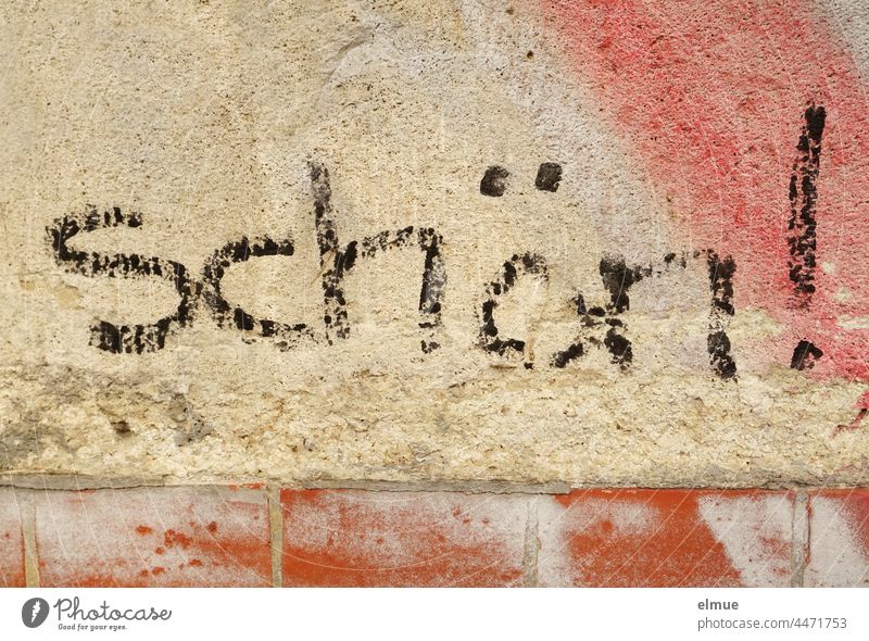 beautiful ! is written in black letters on the rough plastered wall / praise / evaluation pretty Daub Graffito Graffiti Wall (building) Plaster Typography