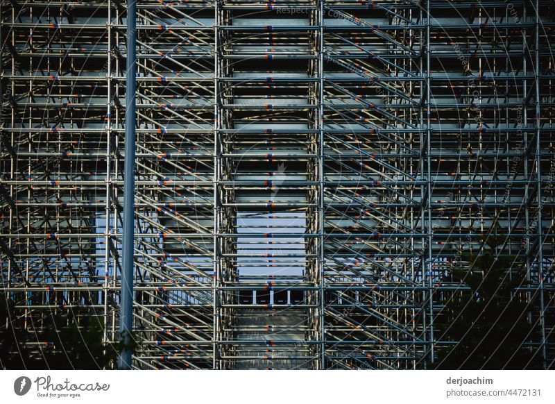 Very large steel frame. The back of a grandstand. Scaffolding Architecture Construction site Redecorate Structures and shapes Facade Change Protection Safety