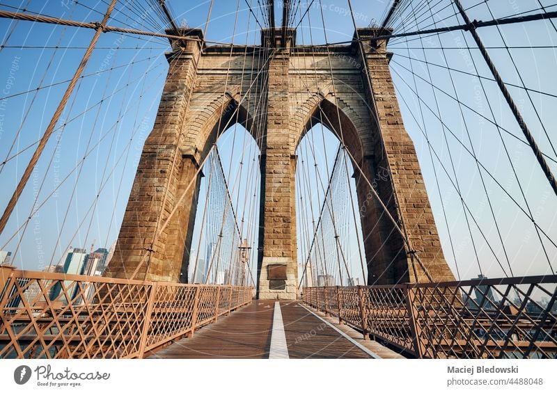 Picture of Brooklyn Bridge, New York City, USA. city bridge landmark travel NYC architecture cityscape skyline urban path