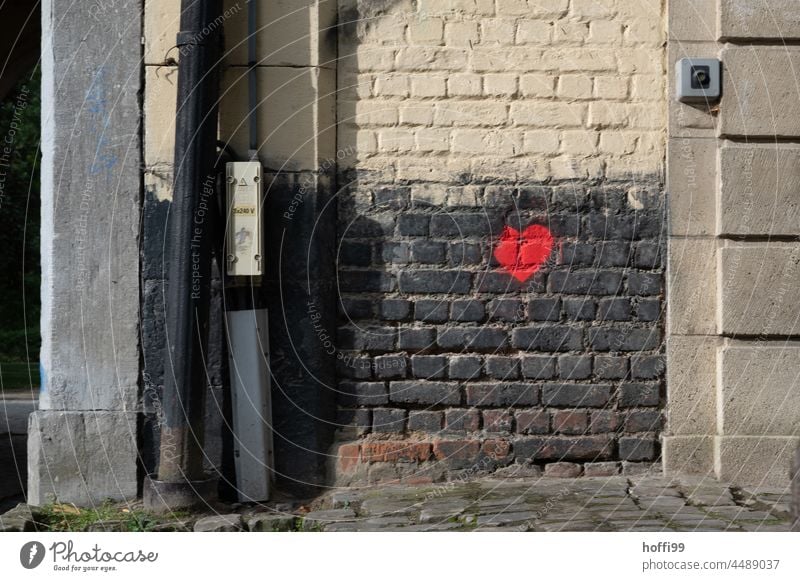 red heart on a wall Red Heart Graffito Wall (building) Graffiti Love Youth culture Street art Creativity Facade Art Culture Wall (barrier) Typography