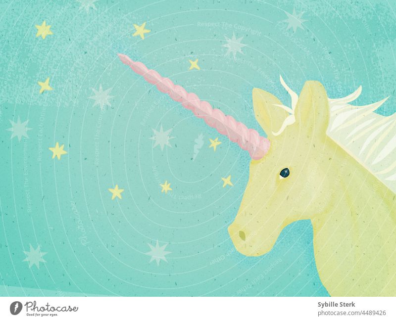 Pastel unicorn magical magical creature horse fairy tale wishes stars mane horn child happiness magic wishes yellow unicorn pastel