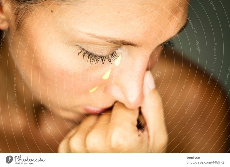 fake tears Woman Human being Tears Cry Placed Artificial Paper Feminine Close-up Workshop Studio shot Grief Sadness Hopelessness Gloomy Beautiful