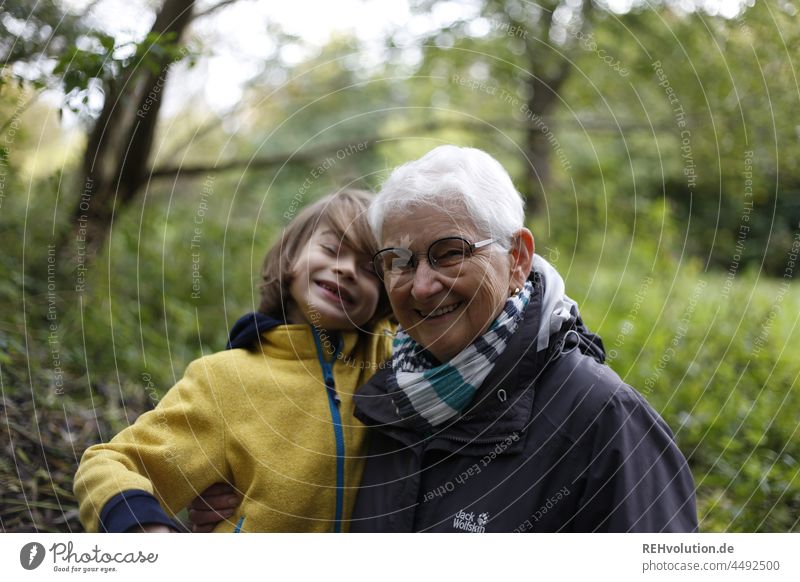 Granny with grandson in nature Grandmother Senior citizen Infancy Child Eyeglasses Nature Environment Family & Relations Human being 2 Woman Female senior
