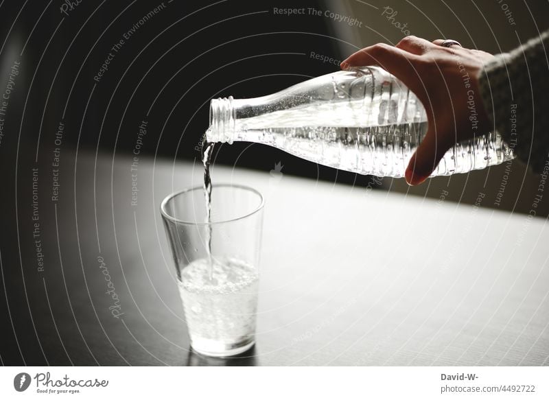 fill a glass with water Tumbler Water fill in Hand Drinking Mineral water Drinking water Bottle of water Glass Fluid Thirst water quality Beverage