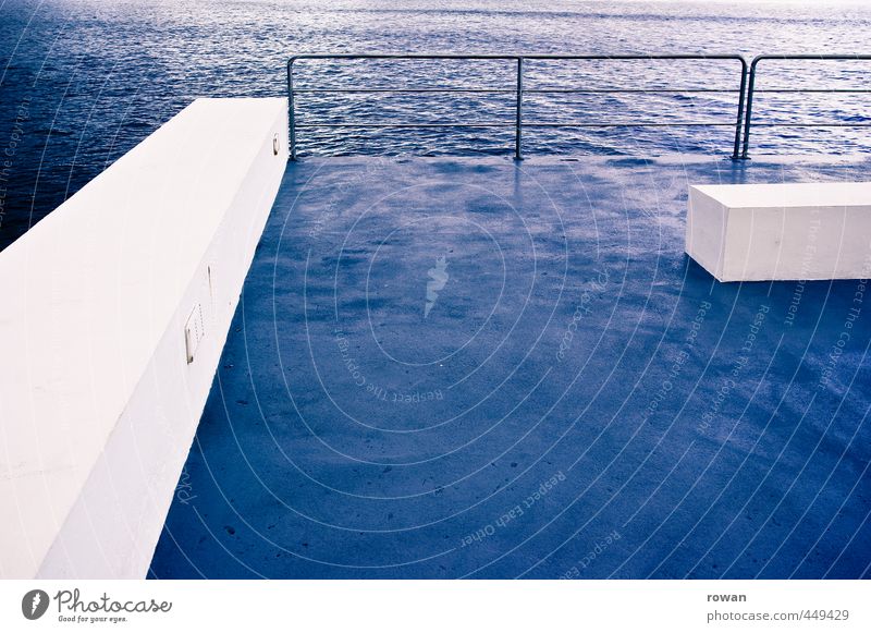 white-blue Manmade structures Wet Joist Handrail Water Ocean Lake Swimming pool Blue Rectangle Graphic Colour photo Exterior shot Deserted Copy Space bottom