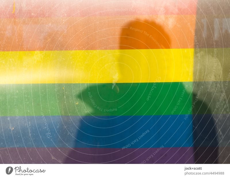 Me and the colors of the rainbow Prismatic colors Silhouette background colourful Symbols and metaphors Homosexual LGBTQ gay Tolerant Pride Background picture