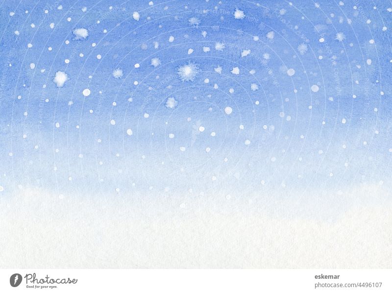 Snow watercolor with text free space Christmas background Abstract abstract background Watercolors snowflakes Copy Space Winter winter Sky Color gradient Colour