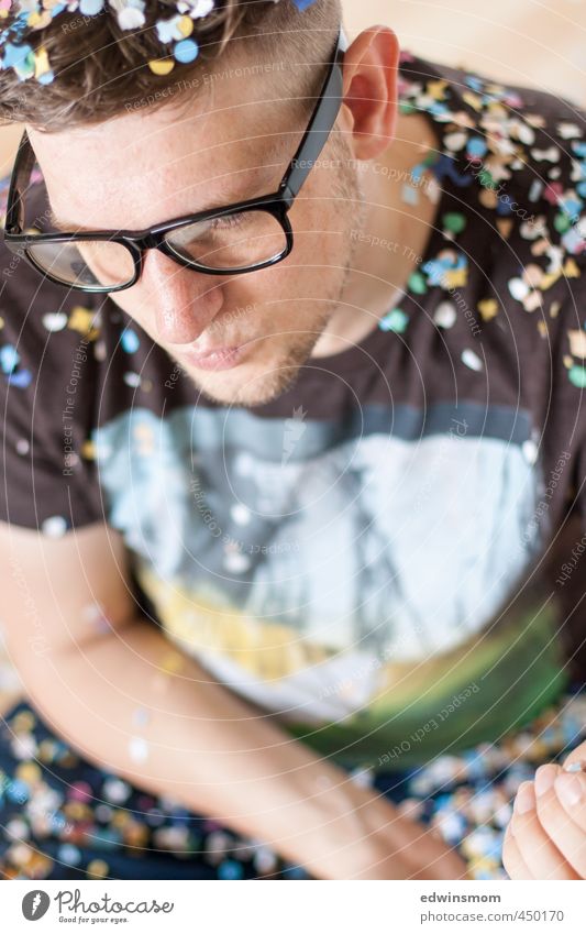 Confetti Party Two Joy Feasts & Celebrations Masculine Man Adults Face Ear Nose 1 Human being 30 - 45 years Accessory Eyeglasses Short-haired Designer stubble