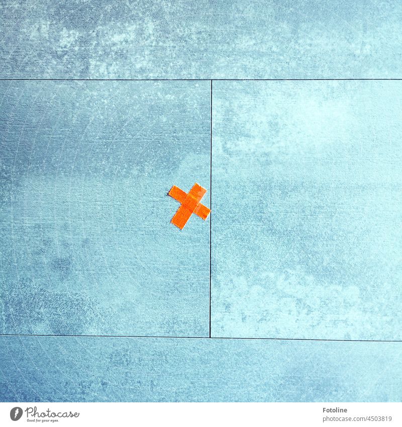 The x on the ground marks the spot where the treasure is buried? No, of course not. I looked ;-) X Crucifix Deserted Colour photo Day Sign Orange colored panels