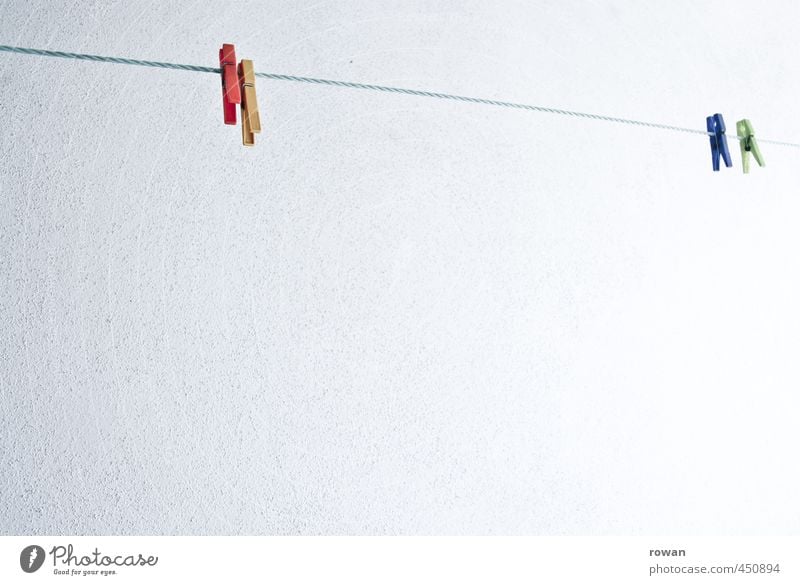 hanger Living or residing Multicoloured Clothes peg Dry Clothesline Hang Holder Colour photo Exterior shot Deserted Copy Space left Copy Space right