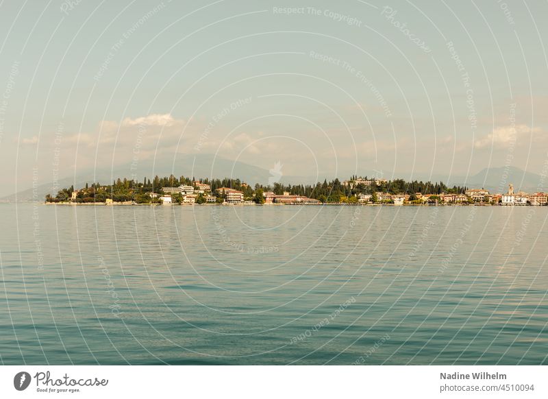 View of Sirmione from Lake Garda Italy travel Water Nature Landscape Vacation & Travel Exterior shot Mountain Lakeside Colour photo Summer northern italy