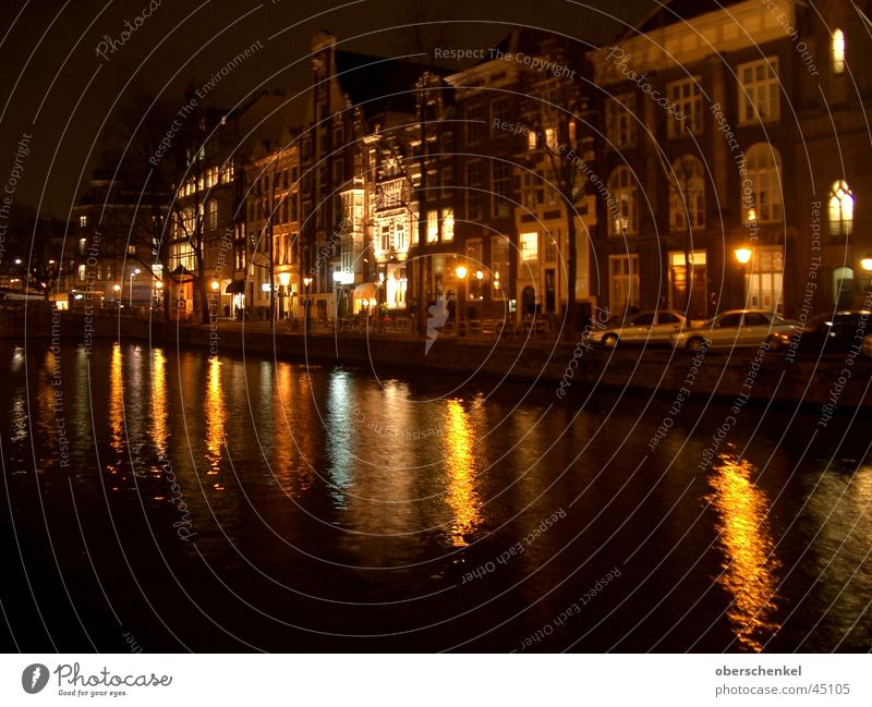 Amsterdam at night Dark House (Residential Structure) Waterway Europe Sewer water reflection