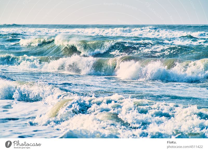 Wild waves on the North Sea coast Ocean ocean Nature Environment Water Blue Vacation & Travel Sky Waves Exterior shot Beach Landscape Colour photo Tourism