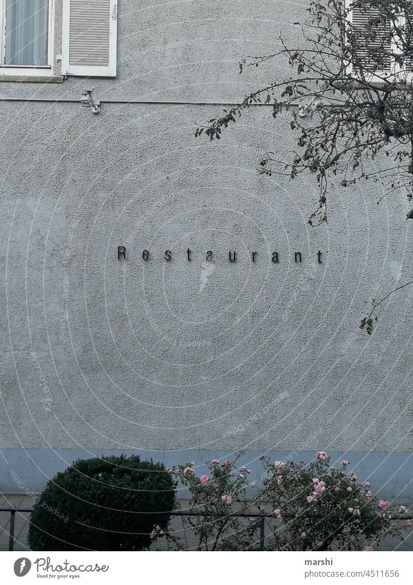 restaurant Wall (building) urban City life Letters (alphabet) Abstract roses Gray Gloomy Restaurant Word