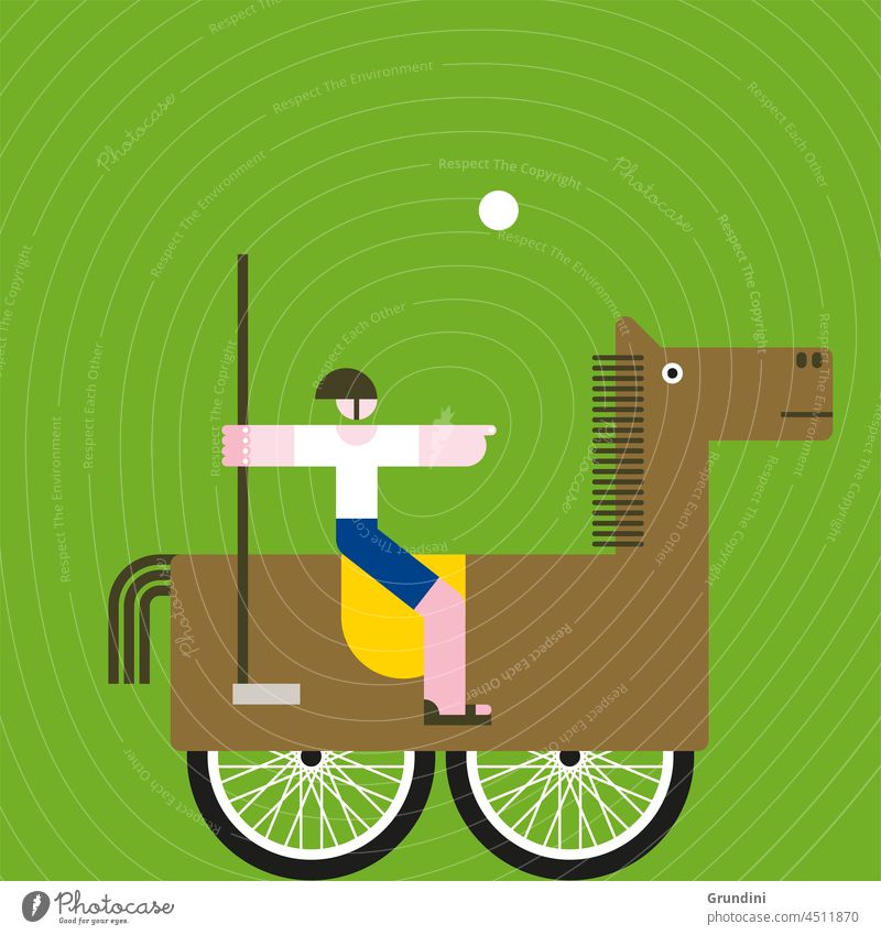 Sport Illustration Lifestyle Simple Horse Polo Horserider Bike
