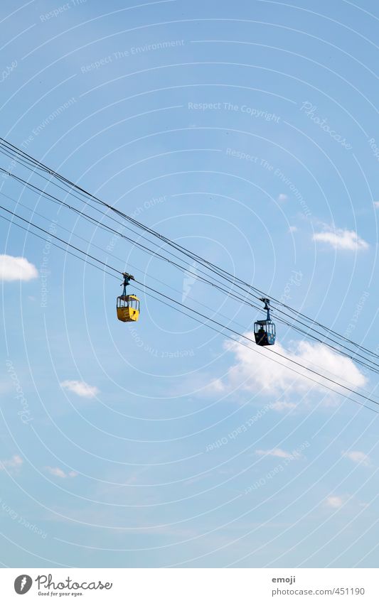 2 Environment Nature Sky Sky only Cloudless sky Summer Blue Leisure and hobbies Gondola Cable car Tourism Colour photo Exterior shot Deserted Copy Space top
