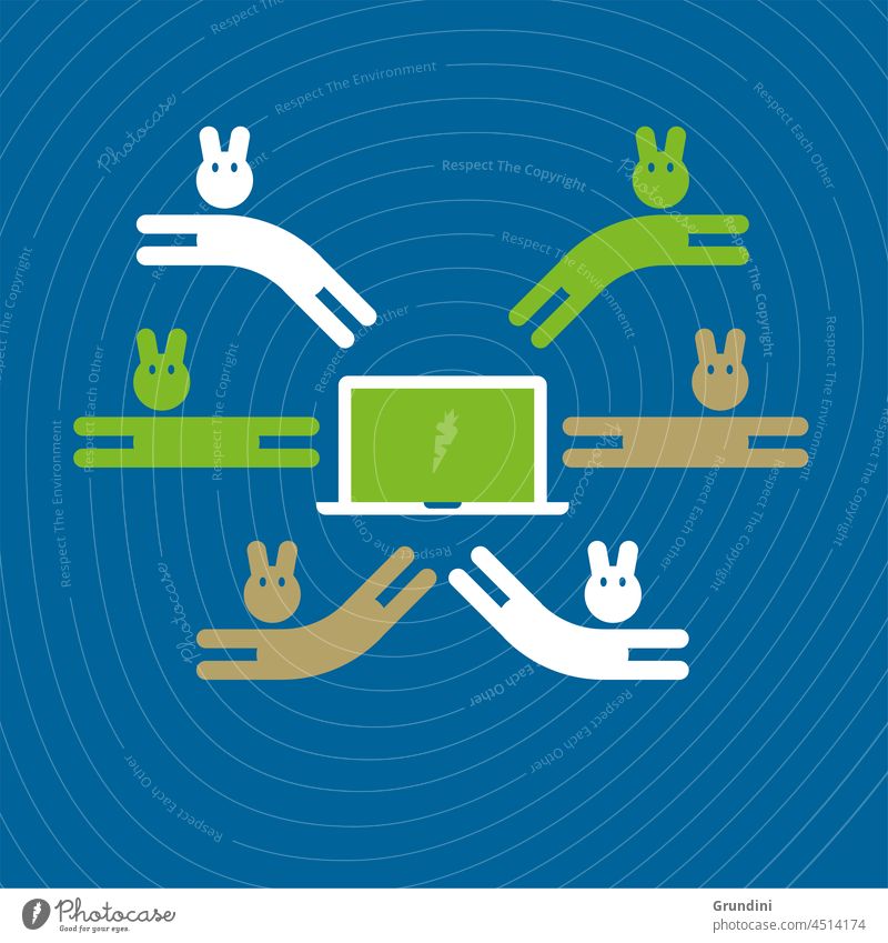 Fast Computer Illustration Lifestyle Simple Technology laptop Hands rabbit devices