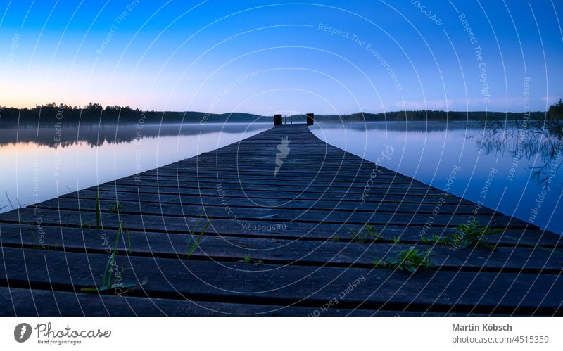 New paths, evening atmosphere at the lake. Light fog in the background by the lake Dusk Pond Morning Evening holidays habitat bathing fun bathe travel vacation