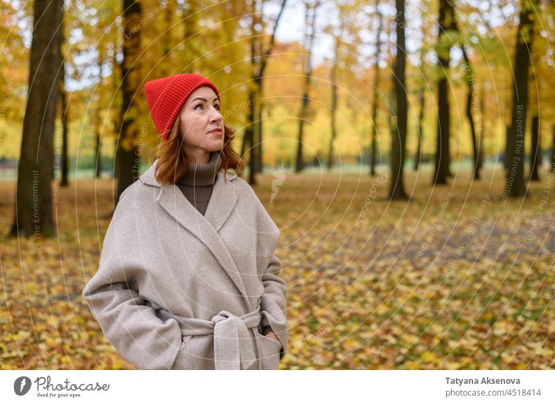 Portrait of woman at autumn park leaf portrait fall female forest outdoor person nature joy happy beauty face outside smile adult cheerful leisure yellow tree