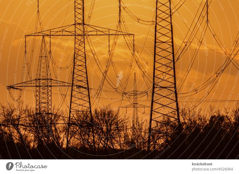 under current power line power supply Electricity High voltage power line Electricity pylon Power transmission high voltage Energy industry stream